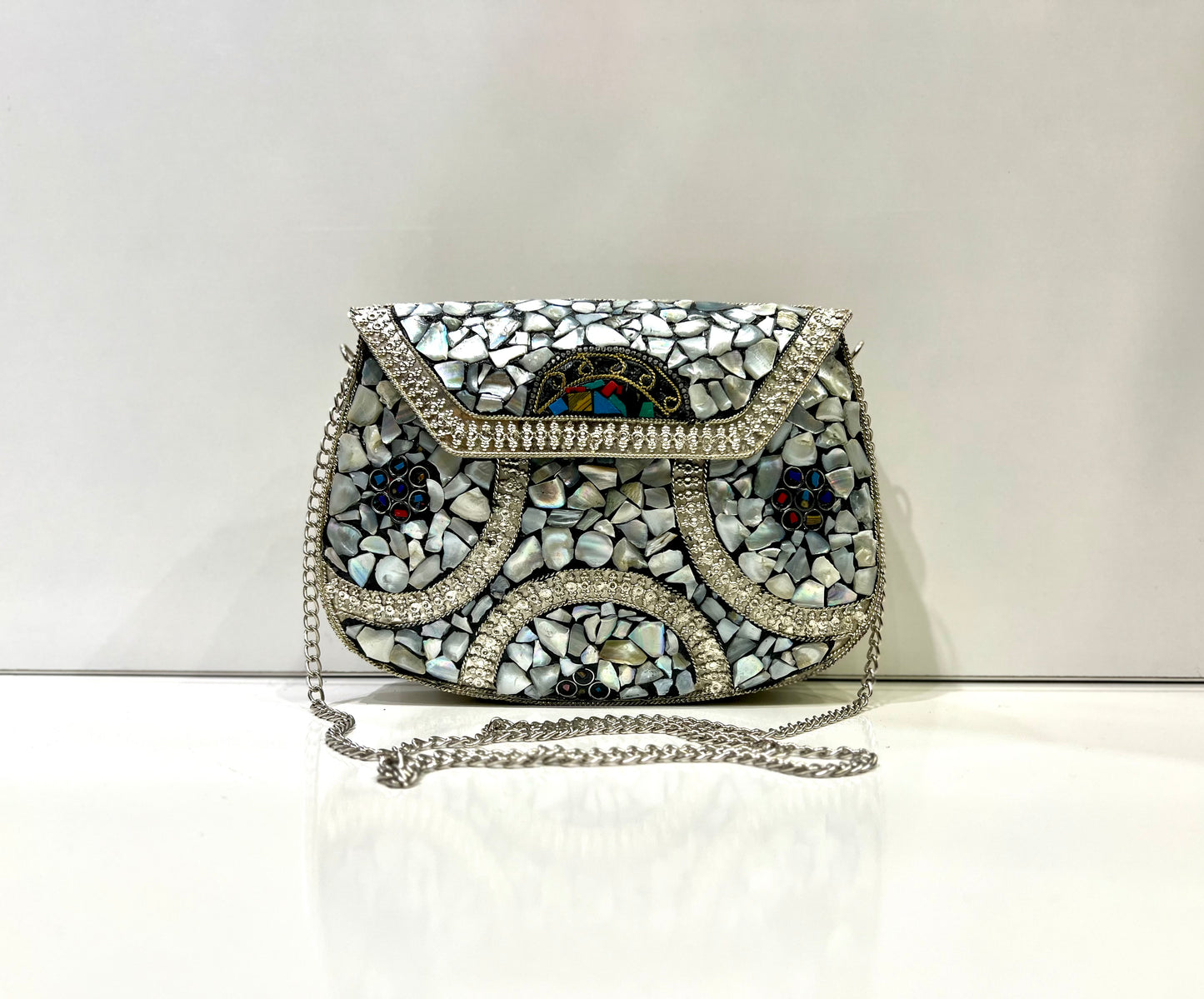 Sac à bandoulière Argenté mosaïque en Métal